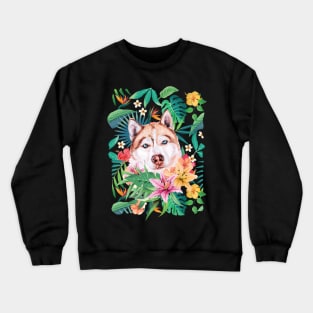 Tropical Siberian Husky 2 Crewneck Sweatshirt